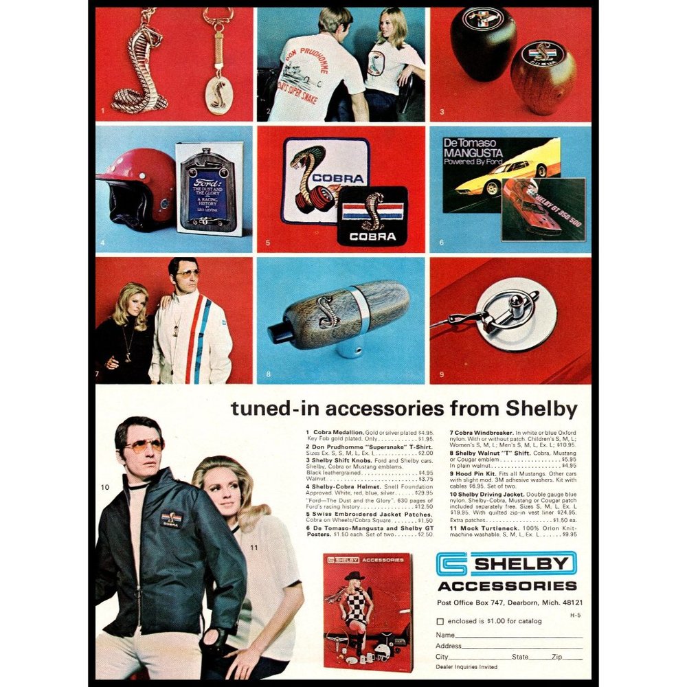 1969 Shelby Accessories Catalog Vintage Print Ad Cobra Shift Knob Wall Art Photo